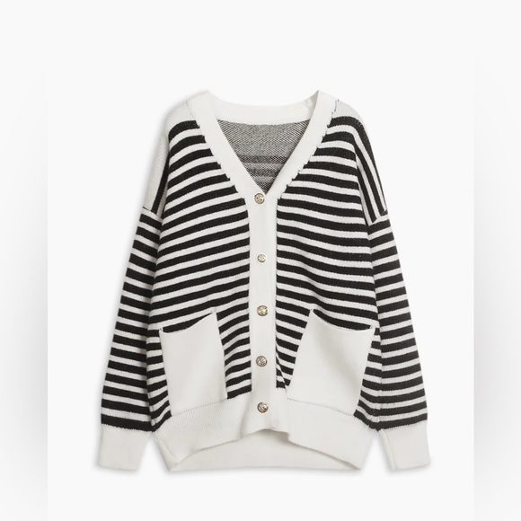 NWT STRIPE OVERSIZED CARDIGAN - Picture 4 of 4